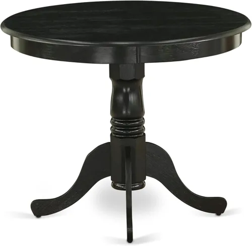Miniatura 5 de East West Furniture AMSI3-ABK-48 - Juego de mesa de comedor moderno de 3 piezas que contiene una mesa de cocina redonda con pedestal y 2 sillas
