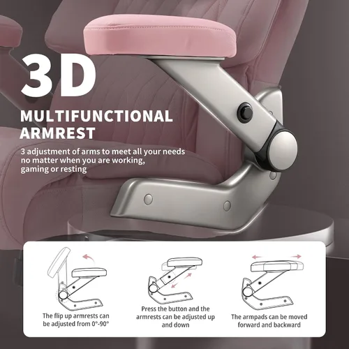 Miniatura 6 de Silla de oficina grande y alta, 700 libras, silla ejecutiva de escritorio grande con respaldo alto y brazos abatibles 3D, soporte lumbar ajustable