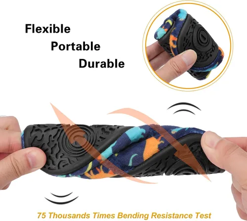 Miniatura 6 de Scurtain Pantuflas unisex para niños grandes, calcetines de lana artificial con suela de goma antideslizante para niños grandes, niñas y niños