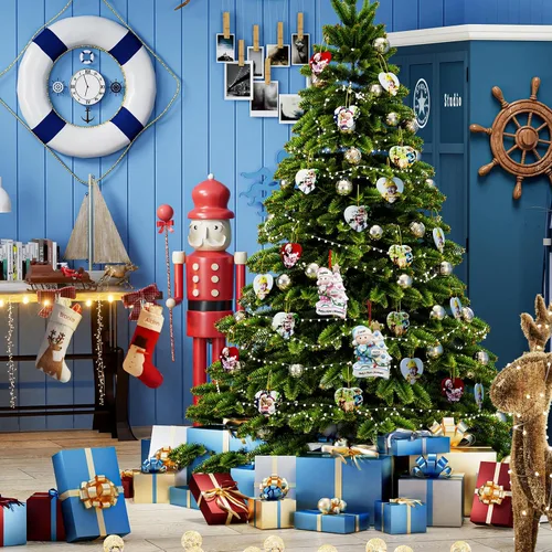 Miniatura 7 de Adornos Personalizados para la Primera Navidad del Bebé 2025 para Niños - Adornos de Bebé Adornos de Navidad Personalizados para Niños, Adornos Azul