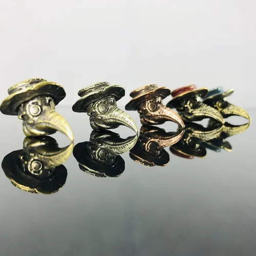 Miniatura 6 de Retro latón Plague Doctor edc perlas llavero DIY accesorios cuentas de paracord