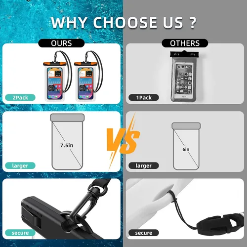 Miniatura 8 de Bolsa impermeable para teléfono, funda impermeable para teléfono con cordón para iPhone, Samsung, IPX8, bolsa seca para playa, kayak, crucero, 2