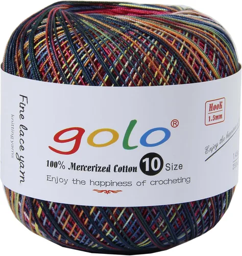 Miniatura 123 de Golo - Bolas de hilo para crochet de algodón tamaño 10, color algodón para crochet D-Fresa D078-fresa