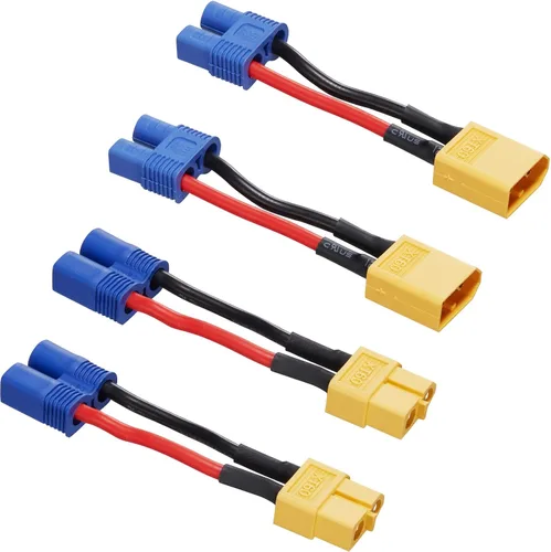Miniatura 8 de 4 piezas XT60 a EC5 macho hembra adaptador, XT60 a macho hembra EC5 adaptador de conector con cables de 50mm 14AWG para conectores de batería RC