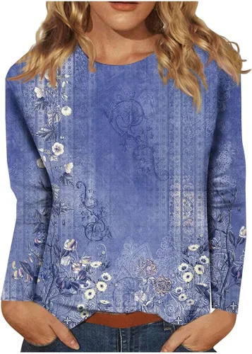 Miniatura 22 de Blouses for Women 2025 Three Quarter Sleeve Round Neck T Shirt Hawaiian Printing Trendy Fashion Beach Tops