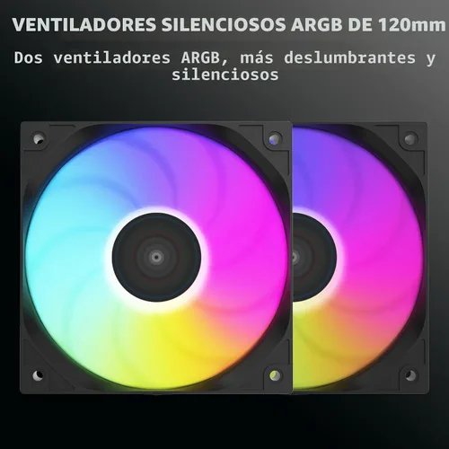 Miniatura 8 de Enfriador de CPU de doble torre, 6×6 mm de tubos de calor, ventiladores ARGB PWM duales de 120 mm, velocidad de 2000 RPM, para AMD AM4/AM5; Intel