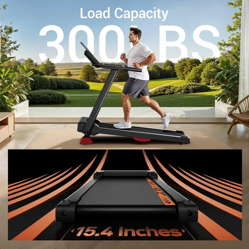 Miniatura 6 de UMAY 15% Incline Treadmill for Home Heart Rate Monitoring & 3 LED Screens, Portable Treadmills Up to 300Lbs Capacity, Walking Pad 0.6-7.5MPH