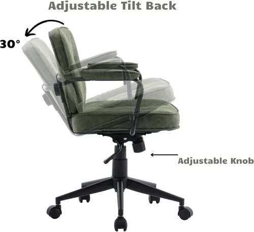 Miniatura 6 de HEAH-YO Juego de 1 sillas de escritorio modernas sin brazos, silla giratoria para computadora con ruedas y reposabrazos, silla de oficina ajustable