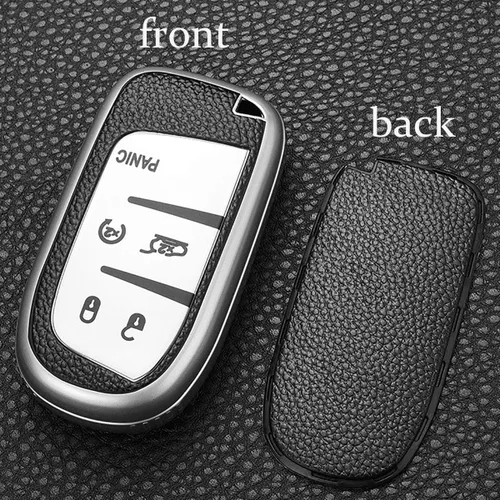 Miniatura 2 de ontto Funda de llave de 5 botones para Jeep Key Fob Case TPU Leather Pattern Key Skin para Chrysler 300 200 Dodge Charger para Jeep Grand Cherokee