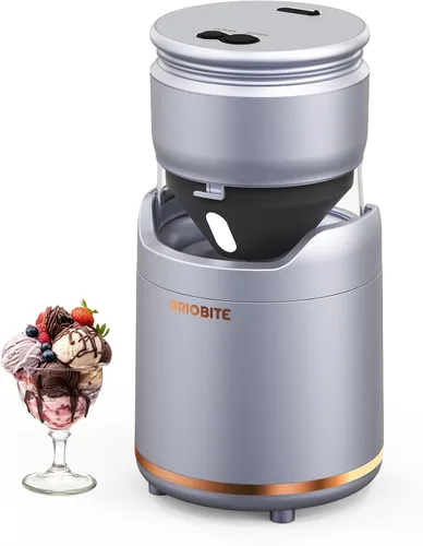 BRIOBITE Máquina de helados, máquina de helado suave recargable con bajo ruido, compacta para 1-2 porciones, perfecta para sorbete, gelato, yogur
