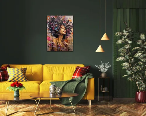 Miniatura 259 de Arte de pared afroamericano, decoración de rey y reina bailarín negro para sala de estar, arte de pareja de amor negro para dormitorio, lienzo