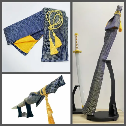 Miniatura 3 de 2 unids bolsa de espada 51 pulgadas seda sintética Katana bolsa espada cubierta de transporte para espadas samurai Azul