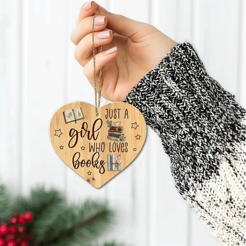 Miniatura 7 de HYTURTLE Regalos de Libros Impresos Planos en 2D para Amantes de los Libros - Adorno de Madera Navideño de Libros para Decoración del Árbol