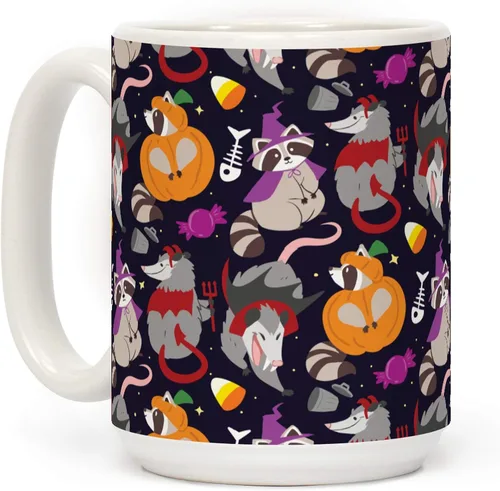 Miniatura 159 de LookHUMAN Taza de Café de Halloween – Halloween Is Meowgical Tazas, Taza de Café Espeluznante Idea de Regalos de Taza, 15 Onzas 10-Blanco