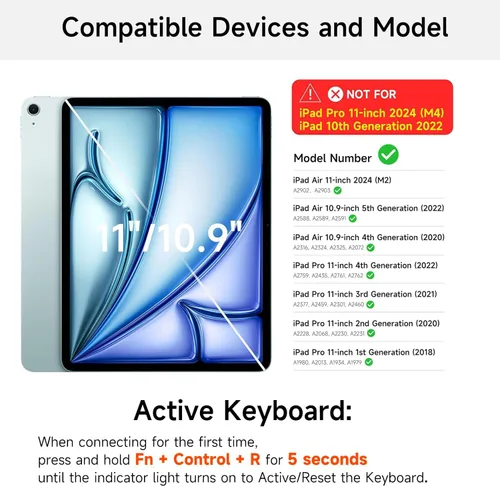 Miniatura 2 de Funda de teclado para iPad Air de 11 pulgadas 2024 (M2), iPad Air 5ª/4ª generación y iPad Pro de 11 pulgadas (4ª/3ª/2ª/1ª generación) con teclado