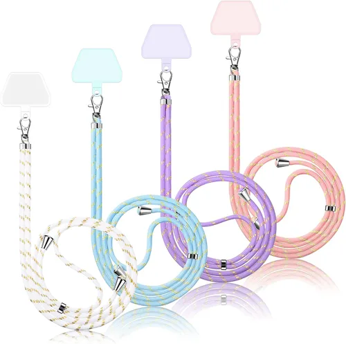 Weewooday 4 correas cruzadas para teléfono, correa universal para teléfono celular con parche para mujer, antirrobo (colores simples con serie de
