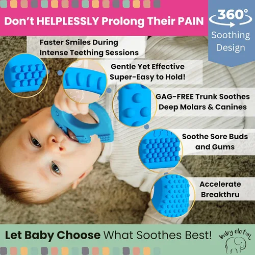 Miniatura 2 de Juguetes de dentición Baby Elefun para bebés 5X Alivio del dolor Sin retraso 0-6 meses Azul 34-38 Azul