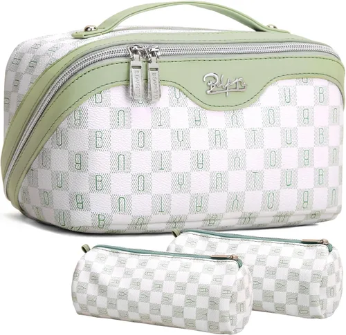 Miniatura 52 de BOYATU Bolsa organizadora de maquillaje de viaje, bolsa de cosméticos: Juego de 3 bolsas de maquillaje para mujeres con asa - Bolsas de aseo