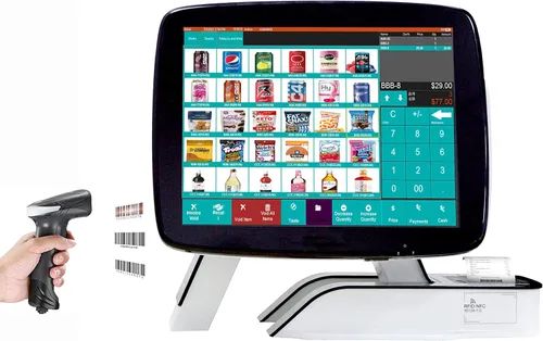 Caja registradora con incorporado 2 1/4 "impresora térmica punto de venta sistema de pantalla táctil para negocios minoristas