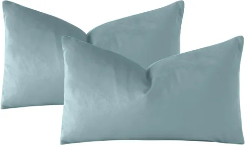 Miniatura 6 de OTOSTAR Paquete de 2 fundas de almohada decorativas de terciopelo suave sólido de 16 x 24 pulgadas, fundas de cojín lumbar, fundas de almohada