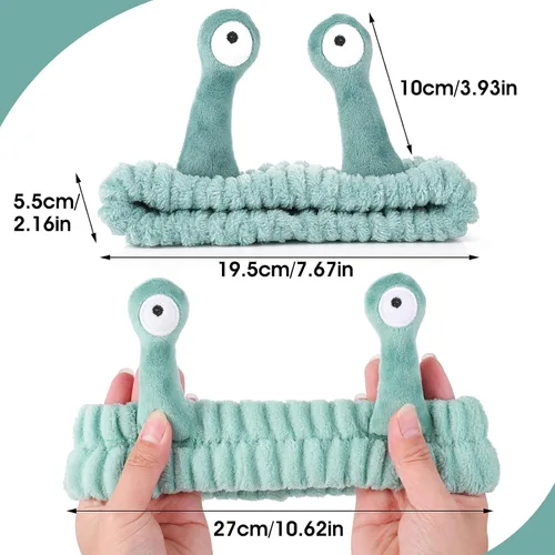 Miniatura 2 de 2 diademas de lavado facial con palmera y caracol, bandas para el cabello de spa, diademas de maquillaje para mujeres, de dibujos animados, de forro
