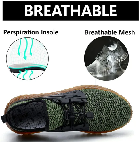Miniatura 27 de SUADEX Zapatos deportivos con punta de acero para hombres y mujeres, indestructibles, ligeros, cómodos, antideslizantes, puntera compuesta