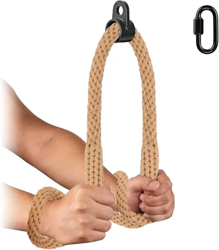 Kipika Cuerda de tríceps, accesorios para máquina de cable, sistema de polea, cuerda de nailon resistente con extremos de goma suave