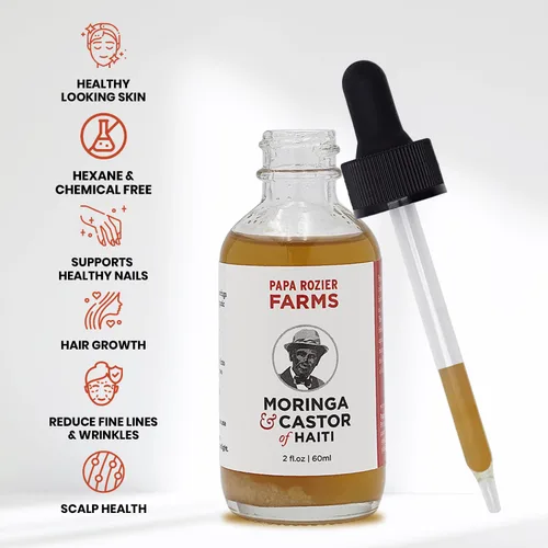 Miniatura 2 de Papa Rozier Farms Aceite de ricino y moringa de mezcla orgánica pura 50/50 para tratamiento del crecimiento del cabello, hidratante de piel