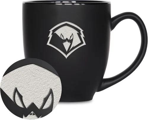 Miniatura 302 de Rico Industries - Taza de cerámica mate negra con grabado láser estándar de 15oz para NCAA (escuelas T & U) - Para bebidas calientes o frías