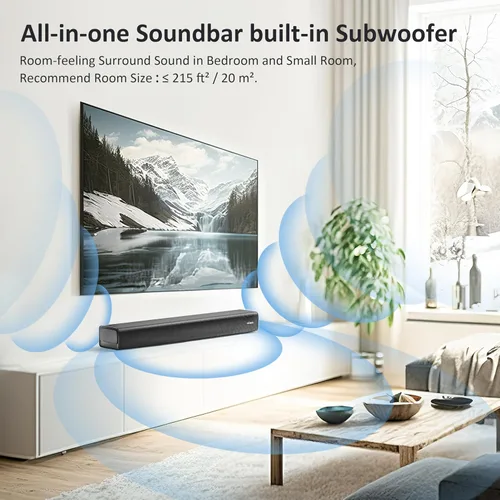 Miniatura 3 de Barra de sonido pequeña de 2.1 canales y 120 W para TV, PC, proyector, barra de sonido de TV de 23 pulgadas con subwoofer incorporado. Potenciador