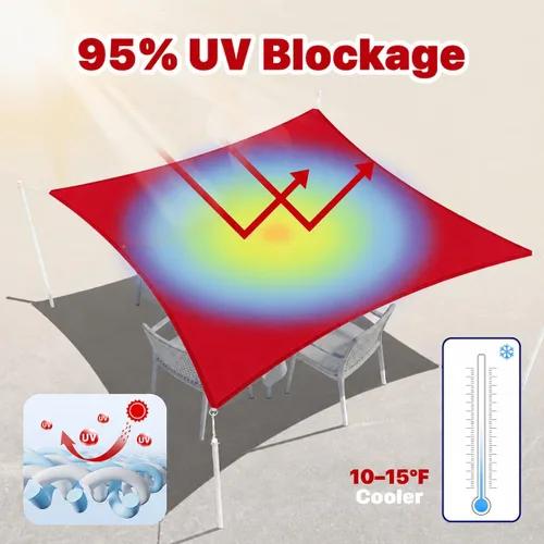 Miniatura 2 de ColourTree 6' x 10' Tamaño Personalizado Rojo TADS9.5 Toldo Cuadrado Impermeable UPF50 Toldo de Sombra para Carpa de Protección, 95% de Bloqueo