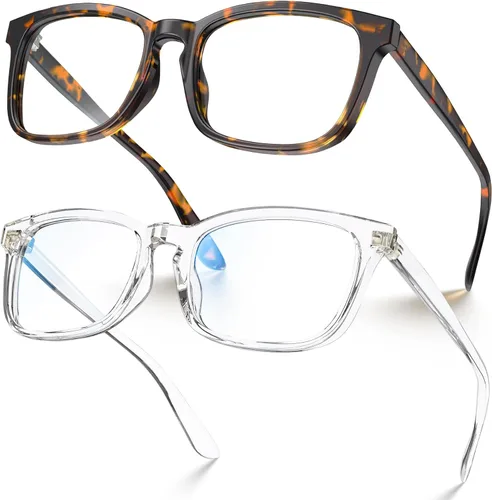 Miniatura 9 de VISOONE - Lentes cuadrados con bloqueo de luz azul y antireflejante para computadora, videojuegos; para mujeres y hombres MONTANA Transparente+azul