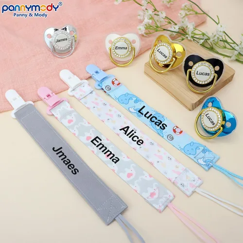 Miniatura 4 de 4 unidades, chupete personalizado con nombre, clip para chupete personalizado, regalo de bebé para niños y niñas recién nacidos, accesorio de bebé