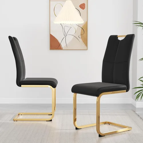 yeag Juego de Sillas de Comedor Modernas de 2 Unidades, Sillas de Cocina y de Sala de Estar con Respaldo Alto, con Patas de Metal Cromado Dorado y