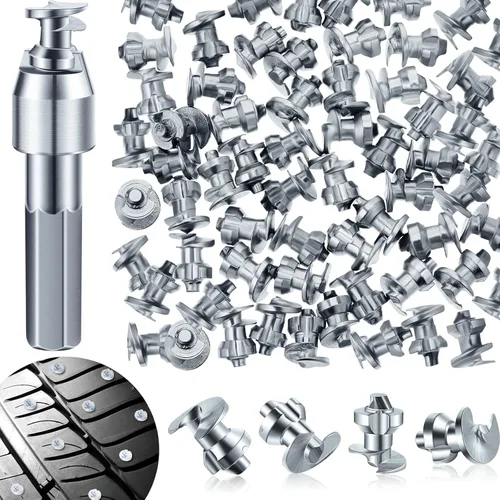 Frienda 181 púas de carburo para neumáticos de camión, pernos de nieve para neumáticos y motos de nieve - 0.276 x 0.390 in con herramienta de