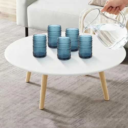 Miniatura 8 de Blue Hobnail - Juego de 6 vasos de vidrio vintage transparente de 15 onzas, vasos altos de vidrio azul vintage para jugo, cerveza, cóctel, leche