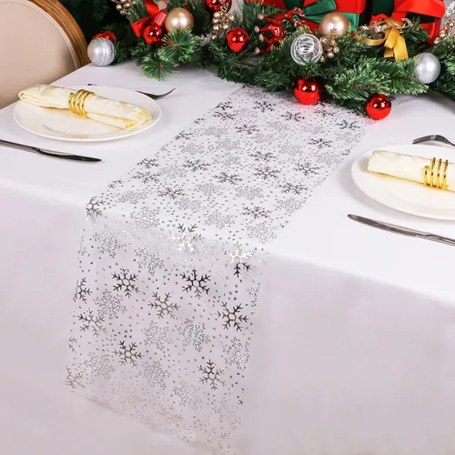 Miniatura 14 de Snowkingdom Camino de mesa dorado metálico con purpurina de 11 x 108 pulgadas, malla fina brillante, decoración de mesa para boda, despedida