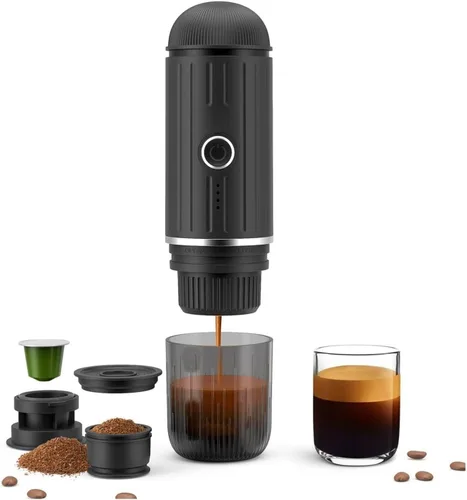 Máquina de café espresso portátil con autocalentamiento de 3-4 minutos, cafetera eléctrica recargable de 12 V, 19 bares, compatible con cápsulas NS