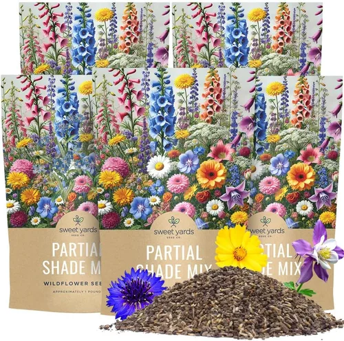 Miniatura 10 de Wildflower Seeds Mezcla de sombra parcial, 1 onza más de 7,000 semillas anuales y perennes polinizadas abiertas
