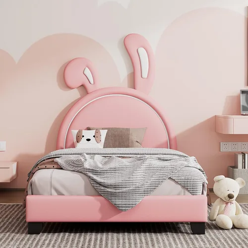 Miniatura 20 de Quarte Sofá cama tapizado de tamaño individual con cabecero clásico en forma de rayas, bonita cama de plataforma para niños y niñas