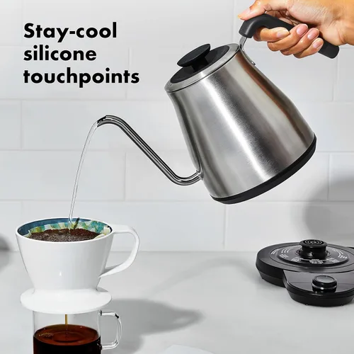 Miniatura 4 de OXO Brew Hervidor Eléctrico de Cuello de Cisne – Hervidor de Agua Caliente, Hervidor para Verter Café y Té, Temperatura Ajustable, Temporizador