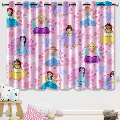 Miniatura 10 de Cortinas negras para dormitorio, decoración de habitación, cortinas opacas para ventana, juego de 2 paneles con estampado de niña africana morada