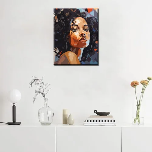 Miniatura 3 de Pintura por números para mujeres negras, pintura al óleo, pintura acrílica, graffiti, kit de pintura para mujeres, lienzo con pinturas acrílicas