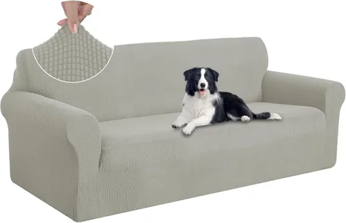 Miniatura 95 de U-NICE HOME Funda elástica para sofá, lavable, protector de muebles para sofá de 3 cojines, apta para mascotas (sofá, gris)