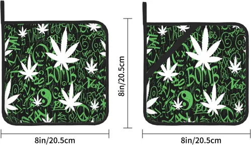 Miniatura 3 de Paquete de 2 soportes para macetas de hojas de hierba de graffiti con bucles para colgar, bolsillos de mano, resistentes al calor, esenciales