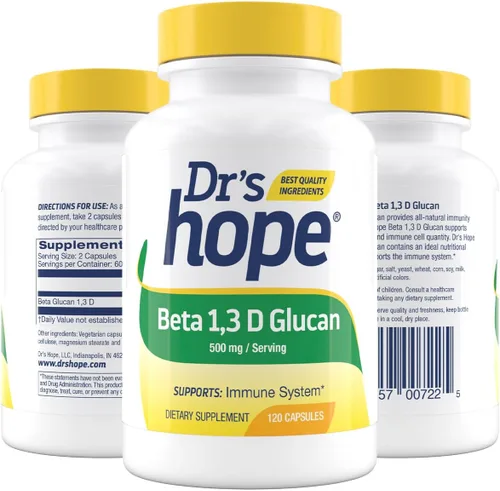 Miniatura 7 de Dr's Hope Suplemento beta glucano 1,3D 500mg - Apoya la energía, el metabolismo y mejora el sistema inmunológico - Fabricado en Estados Unidos