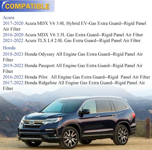 Miniatura 2 de CA12061 Filtro de aire de motor para Honda 2016-2022 Pilot 2018-2020 Odyssey 2019-2023 Passport 2017-2022 Ridgeline 2016-2020 Acura MDX 2021-2023
