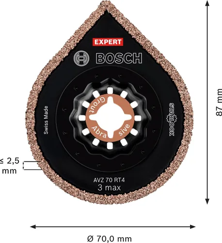 Miniatura 3 de Bosch 1 x Expert 3 max AVZ 70 RT4 placas de lechada (para mortero, mortero, Ø 2.756 in, accesorio profesional multiherramienta)