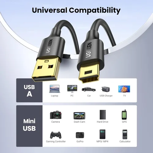 Miniatura 2 de UGREEN Cable mini USB de 3 pies, cable USB Mini 2.0, cable de carga mini USB B compatible con Garmin Nuvi GPS, SatNav, Dash Cam, cámara, controlador
