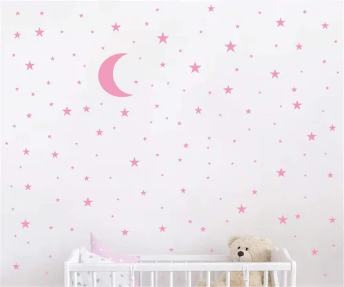 Miniatura 8 de Vinilo adhesivo de pared con diseño de luna y estrellas para niños y niñas, decoración de habitación de bebé, decoración de pared para el hogar